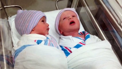 Newborn one hour old twins have first conversation (HD)