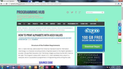 ASCII Values to print alphabets