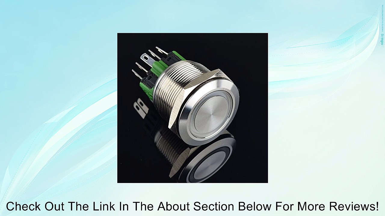 Joyluxy Angel Eye 25mm 5A 250V Push Button Waterproof 12V Blue LED Light for Car Auto Vehicle Flat Reset Illuminated On/Off 1NO1NC Switch Review