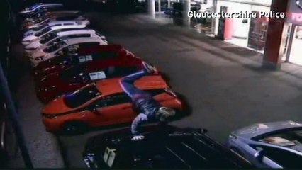 CCTV footage shows youth cartwheeling over cars