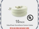 10 Pack UL Listed 100 ft Feet Video Power Cables Security Camera Extension Wires Cords with