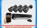 Amcrest 960H Video Security System - Four 800  TVL Weatherproof Cameras 65ft IR LED Night Vision