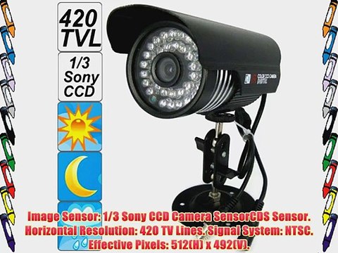 SecurityIng - Black Housing 420 TVL 1/3 Sony CCD Colorful Night Vision Indoor / Outdoor Bullet