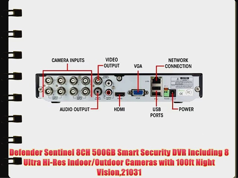 Defender Sentinel 8CH 500GB Smart Security DVR Including 8 Ultra Hi-Res Indoor/Outdoor Cameras