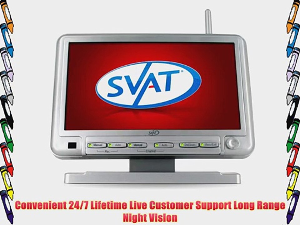 SVAT GX301-011 Digital Wireless DVR Security System with 7 LCD Monitor SD Card Recording and