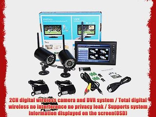 Magicfly Digital Wireless DVR Security System SD Card Recording with 7 Inch LCD Monitor 2 Long