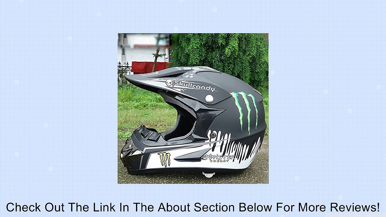 Black Skull Candy Full Face Motorcycle Helmet Motorcycle Helmet Dirt Bike Gear DOT Motorcross ATV Quad + Goggles +Gloves (M=54-55cm/21.26-21.65inch) Review