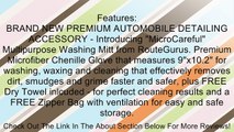 MicroCareful - High Quality Microfiber Premium Car Wash Mitt   Free Premium Dry Towel Included* Chenille Wash Mitten Glove with Comfortable Elastic Band & Free Microfiber Cloth Waffle Weave Car Towel with Zipper Bag and E-book for Atv, Boat, Bike, Car (9