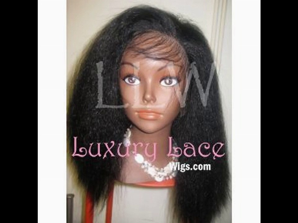 16 Inch Luxury Lace Brand 100% Indian Remy Full Lace Wig Natural Kinky Color 1B