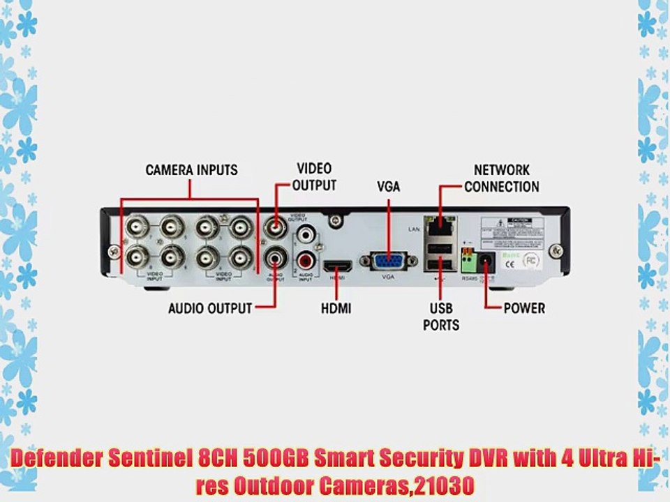 Defender Sentinel 8CH 500GB Smart Security DVR with 4 Ultra Hi-res Outdoor Cameras21030