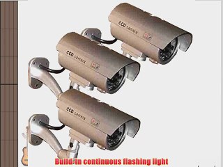 3 Pack - JYtrend (TM) Outdoor Dummy Fake Security Camera with Inflared Leds BLINKING LIGHT