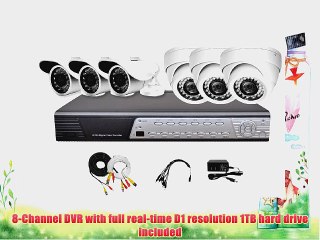 iPower Security SCCMBO0006-1T 8 Channel 1TB HDD Full D1 DVR Security Surveillance System with