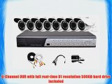 iPower Security SCCMBO0007-500G 8-Channel 500GB Hard Disk Full D1 DVR Security Surveillance