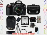 Nikon D3200 w/ 18-55mm and 55-200mm non-VR Lenses (Black) and Gadget Bag   32GB Memory Card