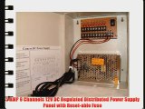 9 Channels 12V DC Regulated Distributed Power Supply panel individually fused 5 AMP Total Output