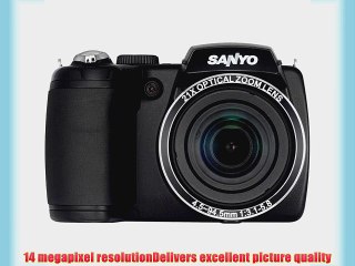 Sanyo VPC-E2100BK 14MP Digital Camera 14MP 21x zoom (25mm wide) 3 (460k) LCD CCD Sensor Shift