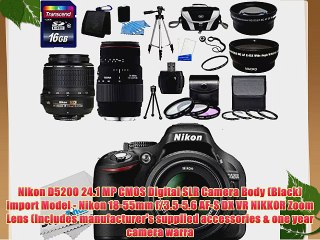 Nikon D5200 24.1MP DX-Format CMOS Sensor Digital SLR Camera (Black)- Import Model with 18-55mm