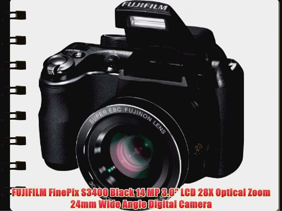FUJIFILM FinePix S3400 Black 14 MP 3.0 LCD 28X Optical Zoom 24mm Wide Angle Digital Camera