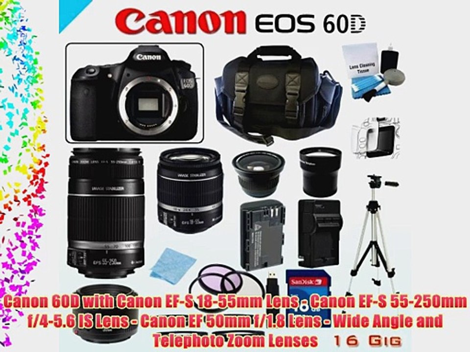 Canon 18MP EOS 60D Bundle - Includes Canon EF-S 18-55mm Lens - Canon EF-S 55-250mm f/4-5.6