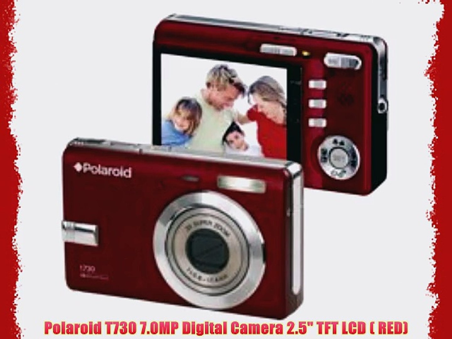 Polaroid T730 7.0MP Digital Camera 2.5 TFT LCD ( RED) - video