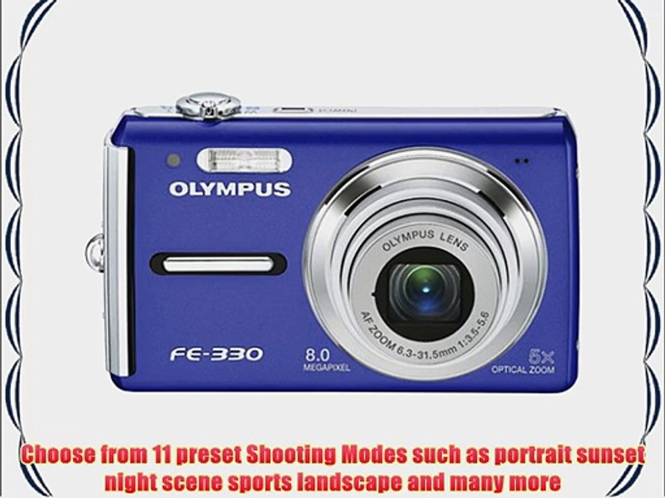 Olympus FE-330 Blue 8.0 MP Digital Camera w/ 5x Optical Zoom Image Stabilization