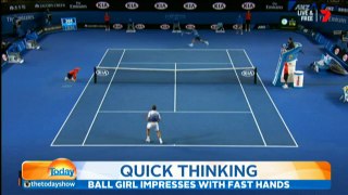 Ball girl takes classic catch at Australian Open