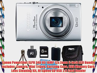 Canon PowerShot ELPH 340 HS 16MP 12x Zoom 3-inch LCD Bundle includes: Camera Mini Tripod Carrying