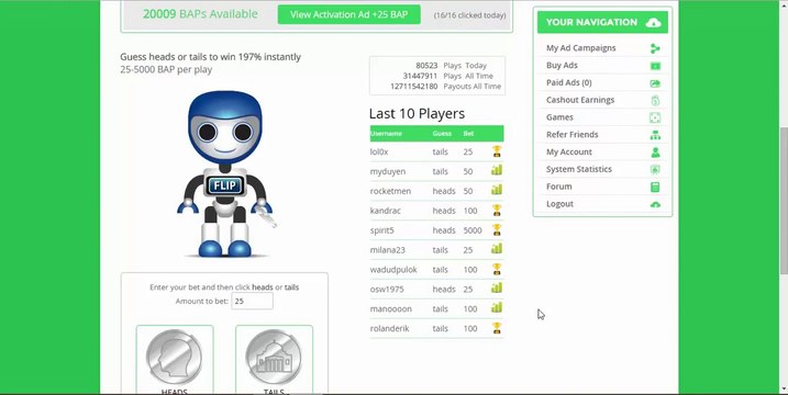Trick How To Gain Baps With Flip Coin - Paidverts
