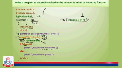 C program : write a program to determine whether the number is prime or not using function