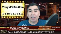 Virginia Cavaliers vs. Duke Blue Devils Free Pick Prediction NCAA College Basketball Odds Preview 1-31-2015