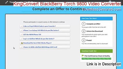 KingConvert BlackBerry Torch 9800 Video Converter Full Download - Legit Download (2015)