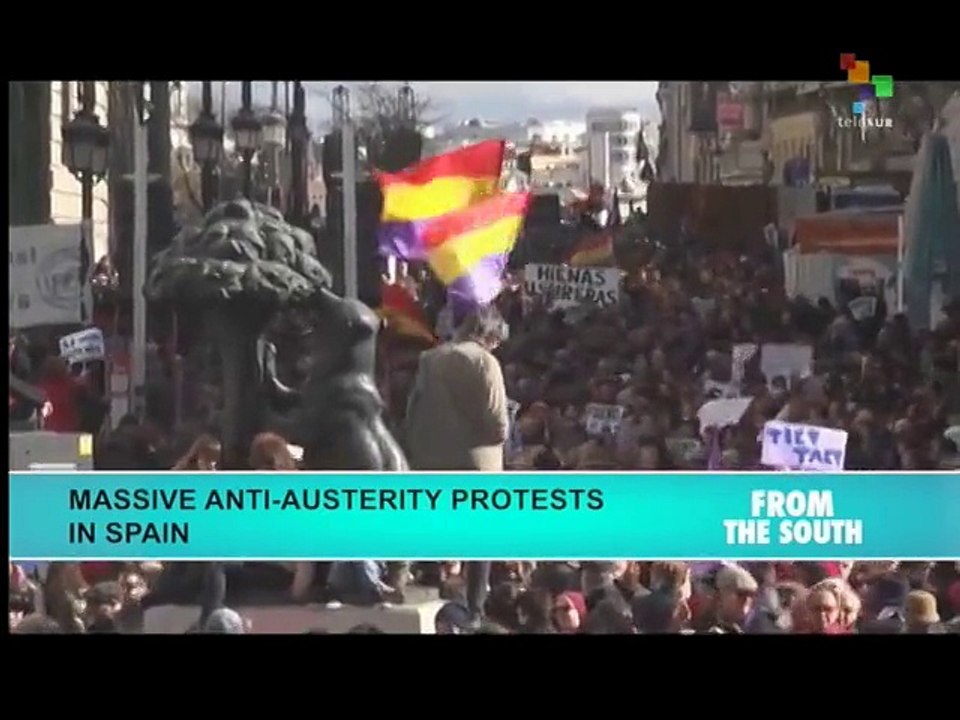 In Spain massive anti-austerity protests support Podemos party