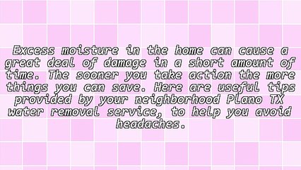 Water Clean Up Tips From Plano TX Water Removal Service