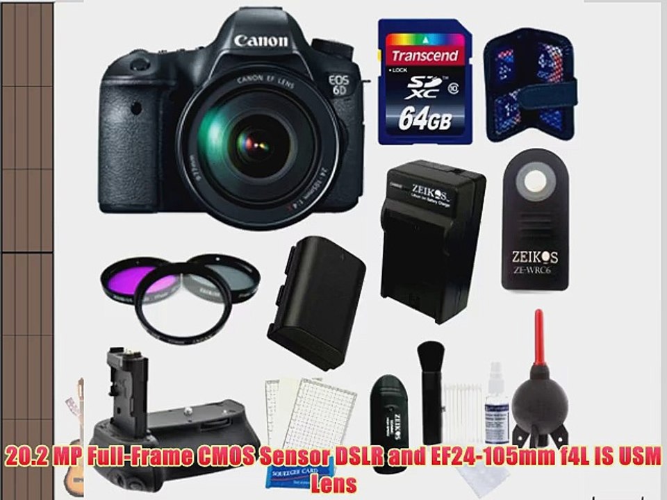Canon EOS 6D SLR Digital Camera with Canon 24-105mm f/4.0L IS USM AF Lens   Battery Grip