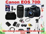 Canon EOS 70D DSLR Camera with 2 Canon Lenses Pro Pack: Includes - Canon EF-S 18-55mm STM IS