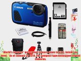 Canon PowerShot D30 Waterproof Digital Camera (Blue)   32GB SD HC Memory Card   Accessory Kit