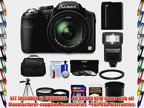 Panasonic Lumix DMC-FZ200 Digital Camera with 32GB Card Battery Case Flash Lens Set