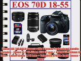 Canon EOS 70D DSLR Camera with 5 Lenses Professional Bundle: Includes - Canon EF-S 18-55mm