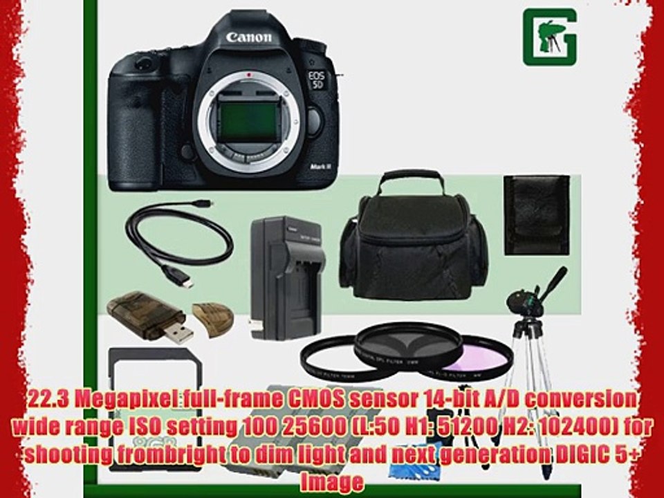 Canon EOS 5D Mark III Digital SLR Camera   8GB Green's Camera Bundle 5