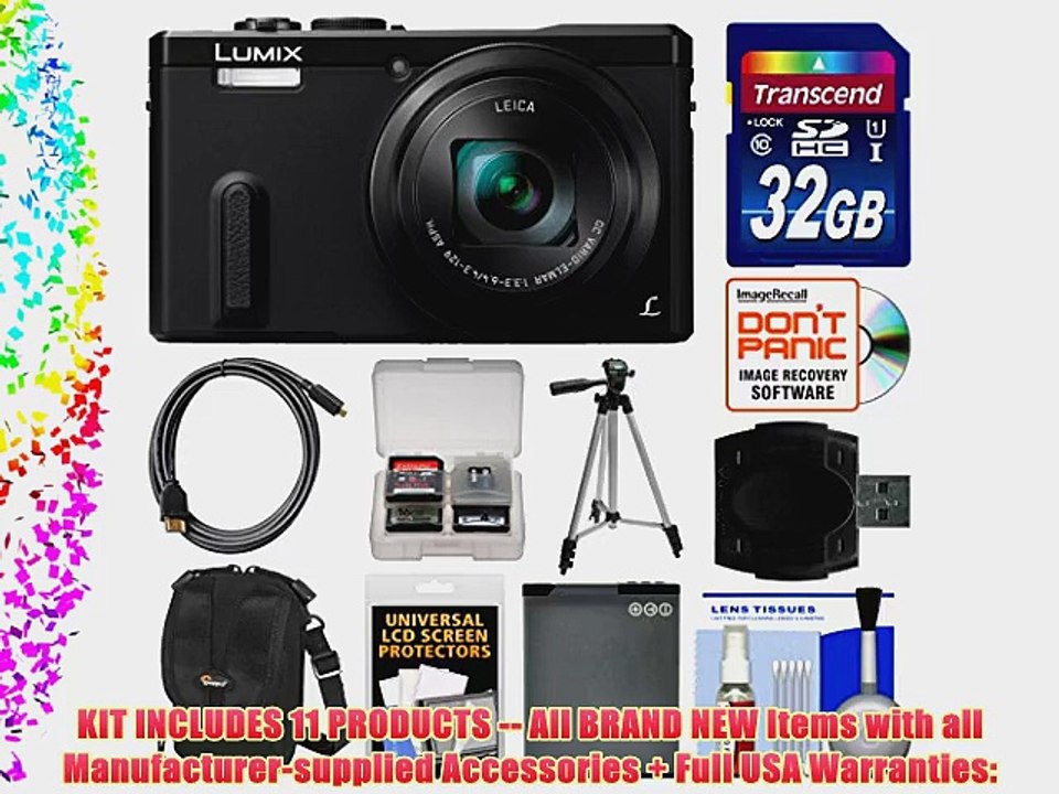 Panasonic Lumix DMC-ZS40 Wi-Fi GPS Digital Camera (Black) with 32GB Card   Case   Battery