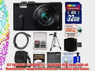 Panasonic Lumix DMC-ZS40 Wi-Fi GPS Digital Camera (Black) with 32GB Card   Case   Battery