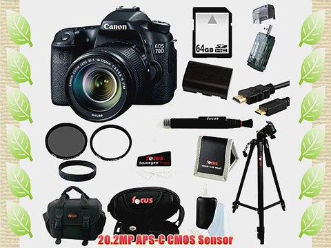 Canon EOS 70D SLR CMOS 20.2MP Digital Camera EFS 18-135mm Lens 32GB Memory Card Tiffen