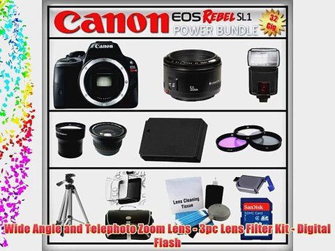 Canon Rebel SL1 18MP - Canon EF 50mm f/1.8 Lens - Wide Angle and Telephoto Zoom Lens - 32GB