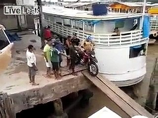 Motorcycle fell down into the sea