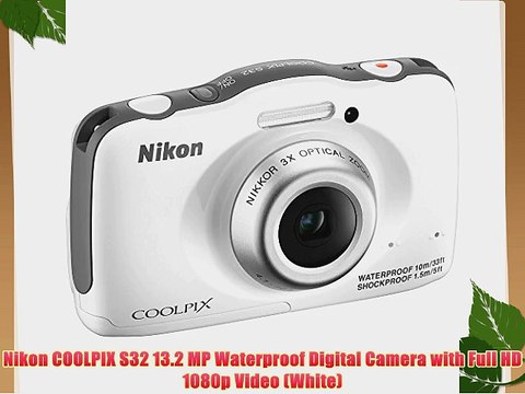 Nikon COOLPIX S32 13.2 MP Waterproof Digital Camera with Full HD 1080p Video (White)