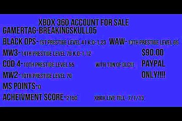 Buy Sell Accounts - (SOLD) Huge Xbox 360 Main Account For Sale(14th On MW3+More!)