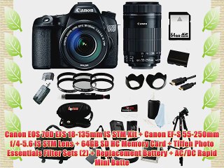 Canon EOS 70D EFS 18-135mm IS STM Kit   Canon EF-S 55-250mm f/4-5.6 IS STM Lens   64GB SD HC