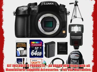 Panasonic Lumix DMC-GH3 Micro Four Thirds Digital Camera Body (Black) with 64GB Card   Battery