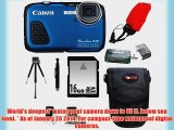Canon PowerShot D30 Waterproof Digital Camera (Blue) with 16GB Deluxe Accessory Bundle