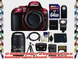 Nikon D5300 Digital SLR Camera Body (Red) with 55-300mm VR Zoom Lens   64GB Card   Case   Flash